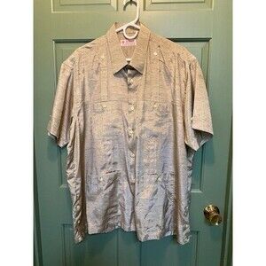 Vintage In Style Finest Tailoring Tan Speckled Short Sleeve Button-Up Shirt